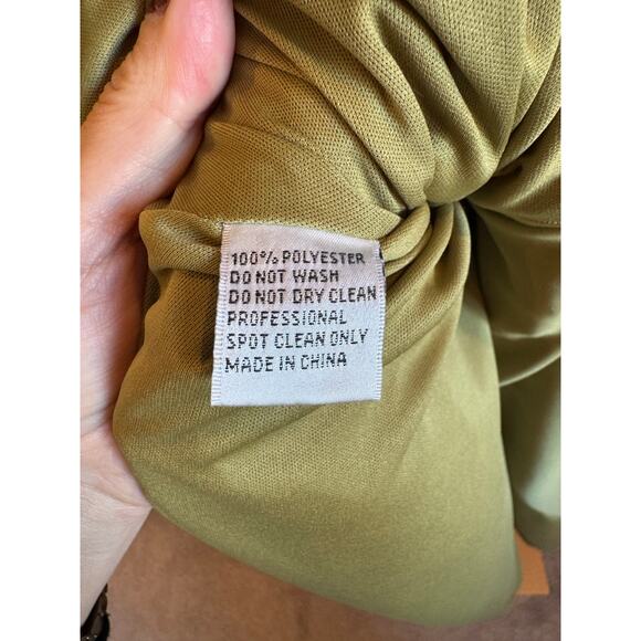 Mac Duggal Pleated Midi Dress Chartreuse Belted V Neck Size 6 NWT - Picture 9 of 13